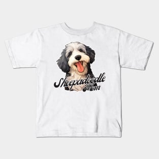 Sheepadoodle Mom T-Shirt - Dog Lover Gift, Pet Parent Apparel Kids T-Shirt